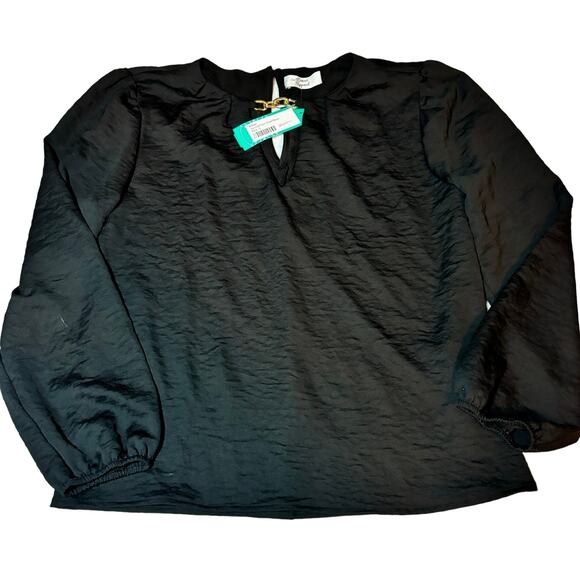 Beacon Apparel Stitch Fix NWT Joy Gold Chain Detail Black Top Shirt Size S - Picture 1 of 7